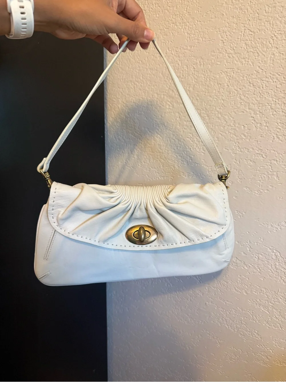 Kate Landry | Y2K Vintage White Shoulder Bag - genuine leather